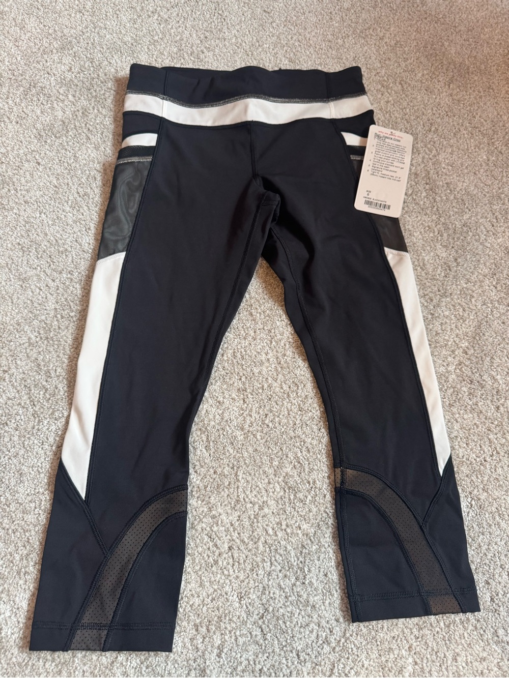 lululemon athletica Black & White Cropped Performance Leggings